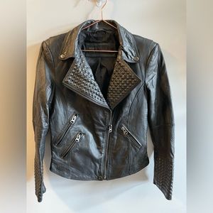 Zara studded leather moto jacket